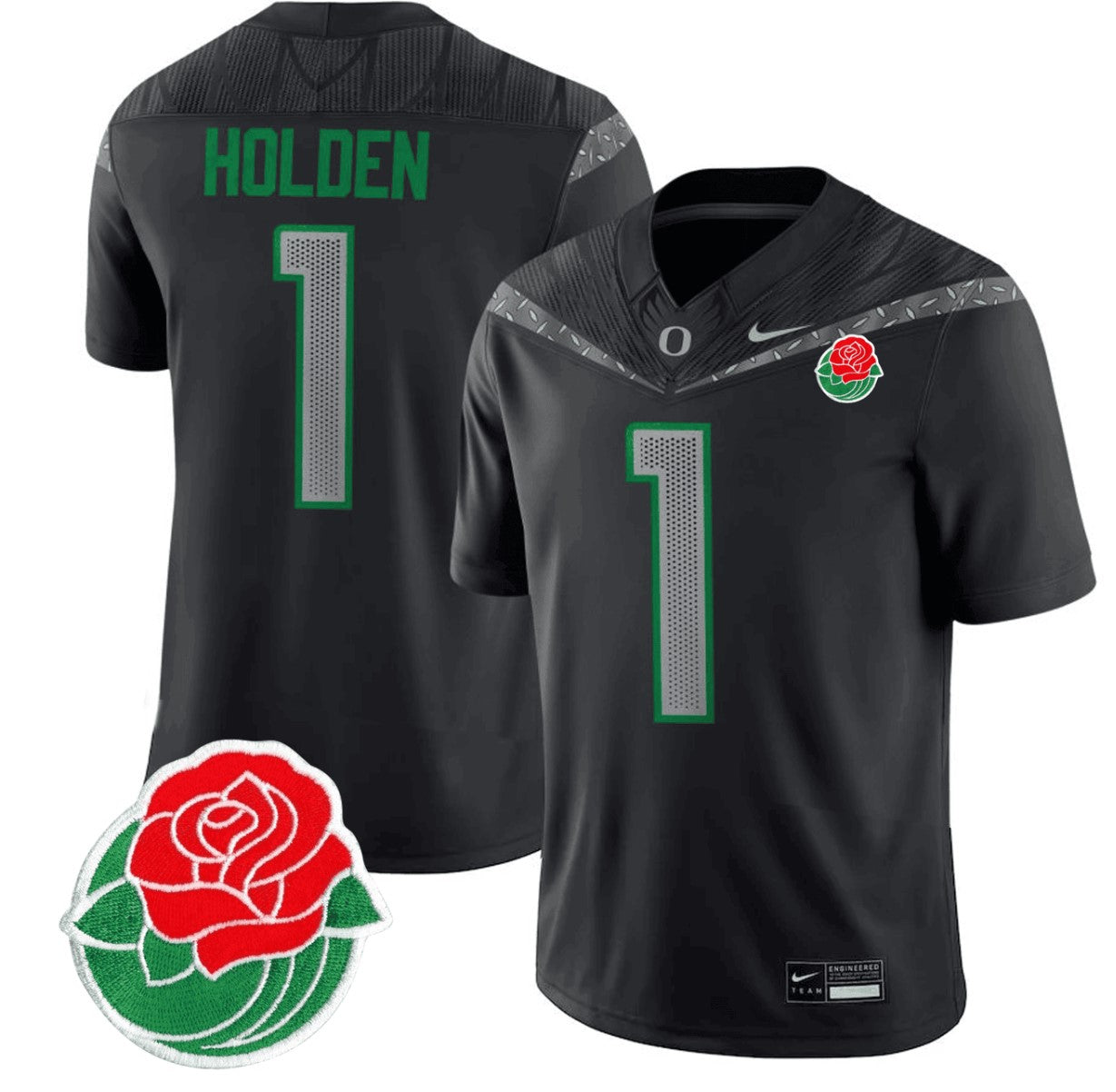 Traeshon Holden Jersey #1 Oregon Ducks Rose Bowl Patch Vapor Football Black