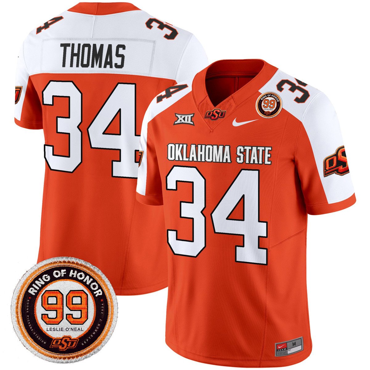 Thurman Thomas Jersey #34 Oklahoma State Cowboys 2025 Leslie O'neal Orange Alter