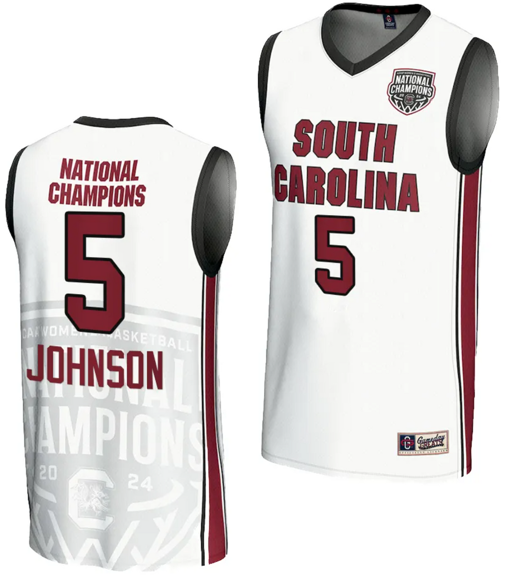 Tessa Johnson Jersey #5 South Carolina Gamecocks 2024 NCAA Basketball National Champions White