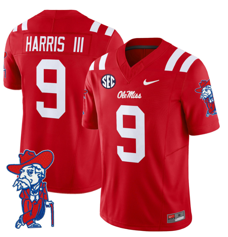 Tre Harris Jersey #9 Ole Miss Rebels Vapor Limited College Football Stitched Red