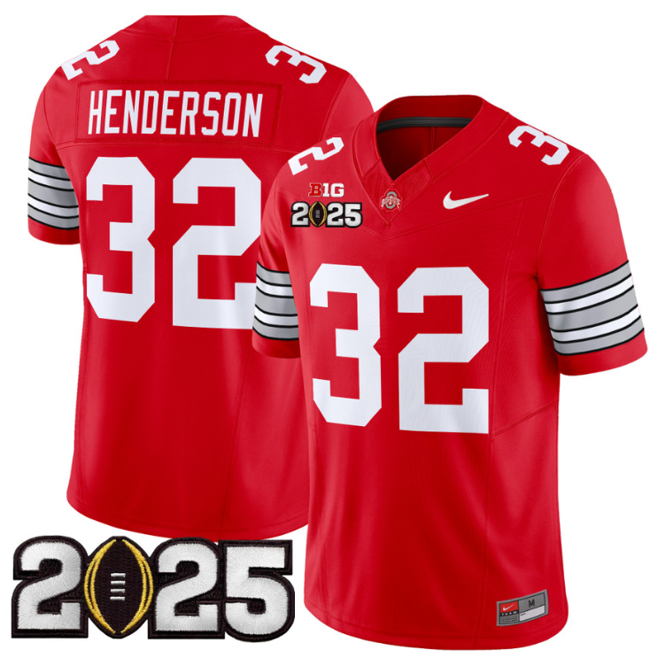 Treveyon Henderson Jersey #32 Ohio State 'Heritage Stripe' 2025 CFP Final Red