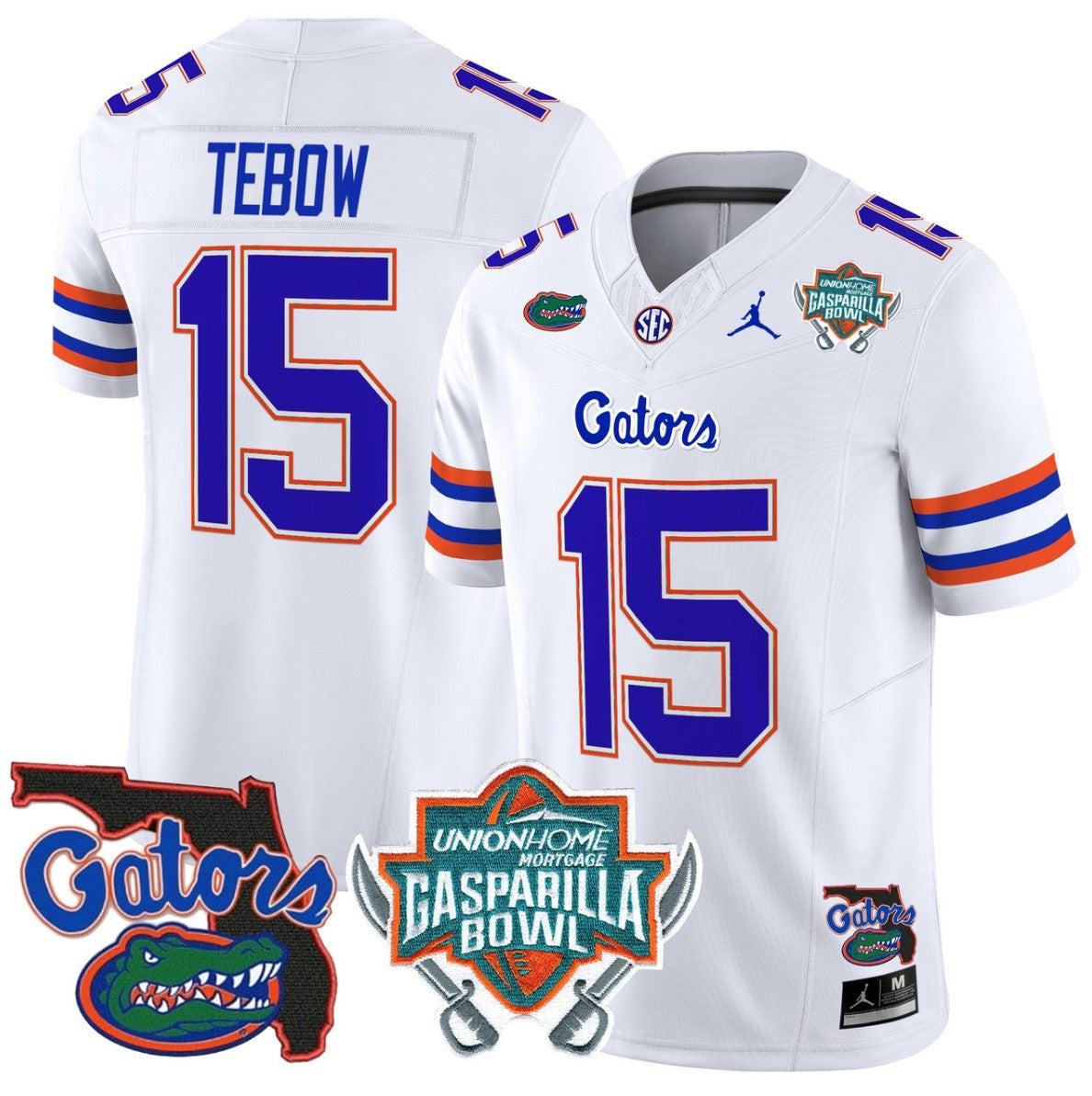 Tim Tebow Jersey #15 Florida Gators 2025 Gasparilla Bowl Patch White