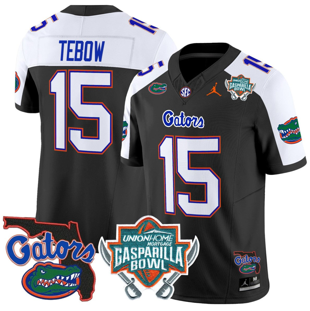 Tim Tebow Jersey #15 Florida Gators 2025 Gasparilla Bowl Patch Black Alternate