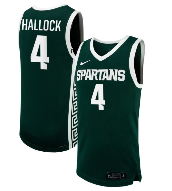 Theryn Hallock Jersey #4 Michigan State Spartans NIL Basketball Green