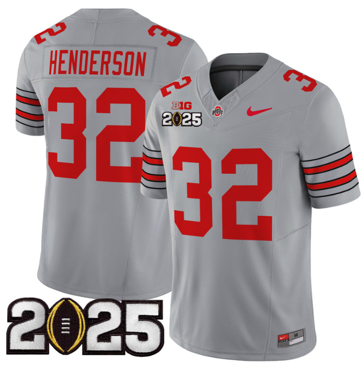 Treveyon Henderson Jersey #32 Ohio State 'Heritage Stripe' 2025 CFP Final Gray
