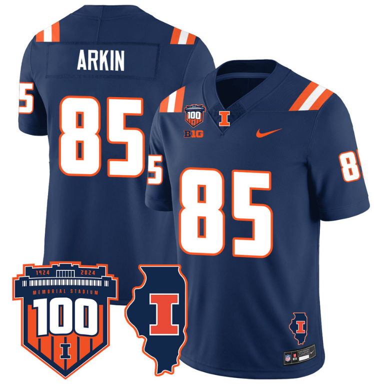 Tanner Arkin Jersey #85 Illinois Fighting Vapor Limited College Football Stitched Navy