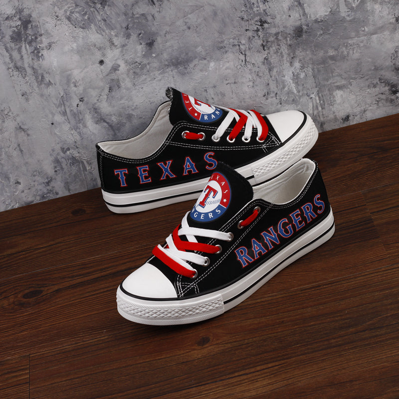 Texas Rangers Limited Print MLB Baseball Fans Low Top Canvas Shoes Sport Sneakers T-DAC103H