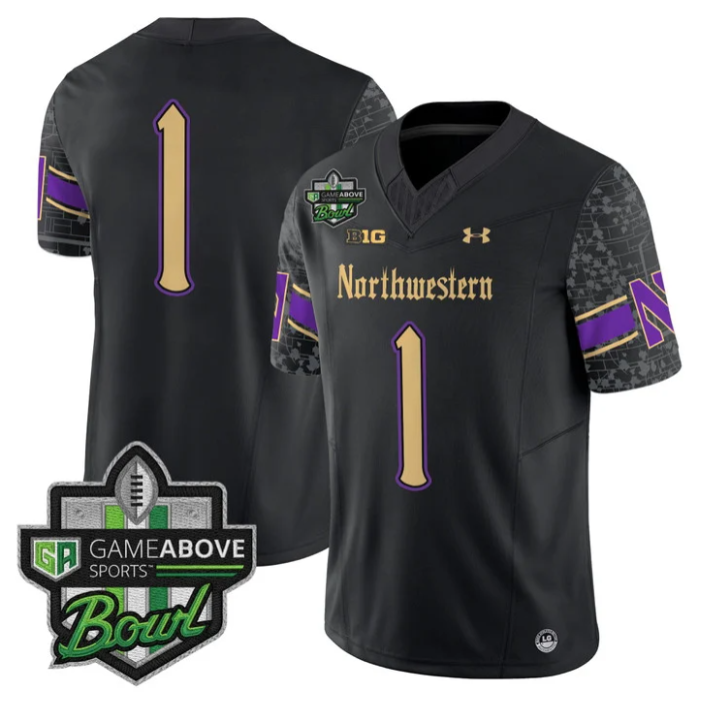 Team Jersey #1 Northwestern Wildcats 2025 GameAbove Sports Bowl Stitched