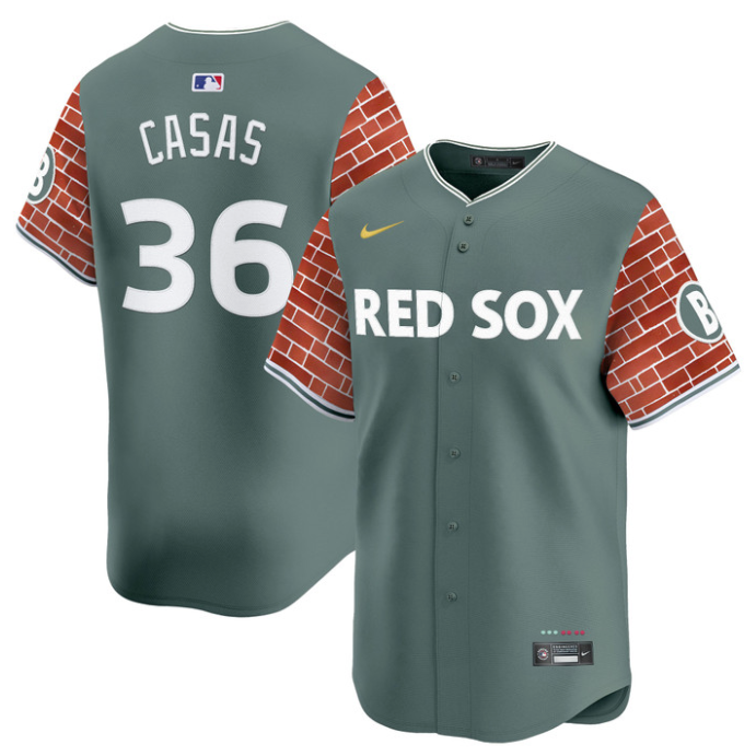 Triston Casas Jersey #36 Boston Red Sox 2025 Fenway Red Brick Style Vapor Premier Stitched Green