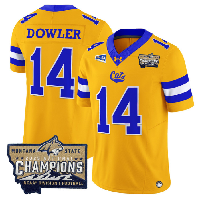 Taco Dowler Jersey #14 Montana State Bobcats 2025 National Champions Gold