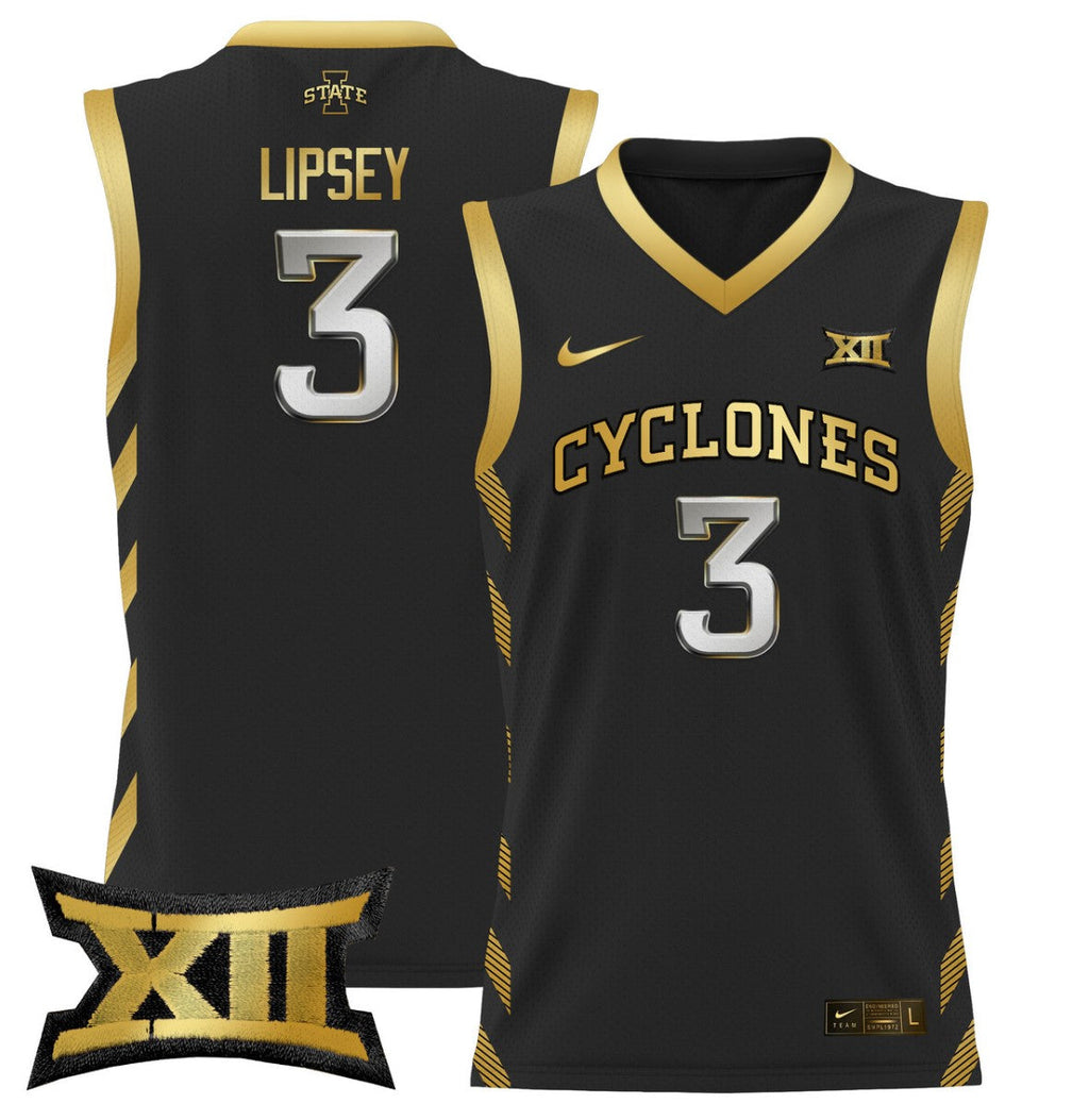 Tamin Lipsey Jersey #3 Iowa State 2024 Lightweight Basketball Black Gold