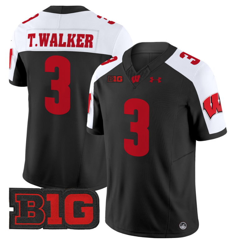 Tawee Walker Jersey #3 Wisconsin Badgers Vapor Football Stitched Black Alternate