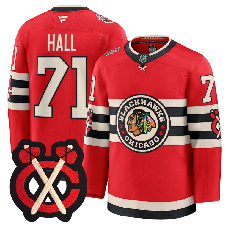 Taylor Hall Jersey #71 Chicago Blackhawks Winter Classic Patch Stitched Red