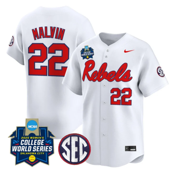 Taylor Malvin Jersey #22 Ole Miss Rebels Softball 2025 World Series White