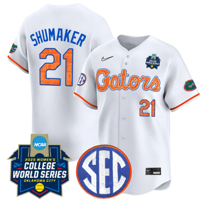 Taylor Shumaker Jersey #21 Florida Gators Softball 2025 World Series Stitched White Limited