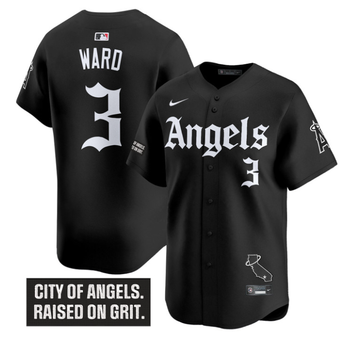 Taylor Ward Jersey #3 Los Angeles Angels Gothic Halo Edition Stitched Black