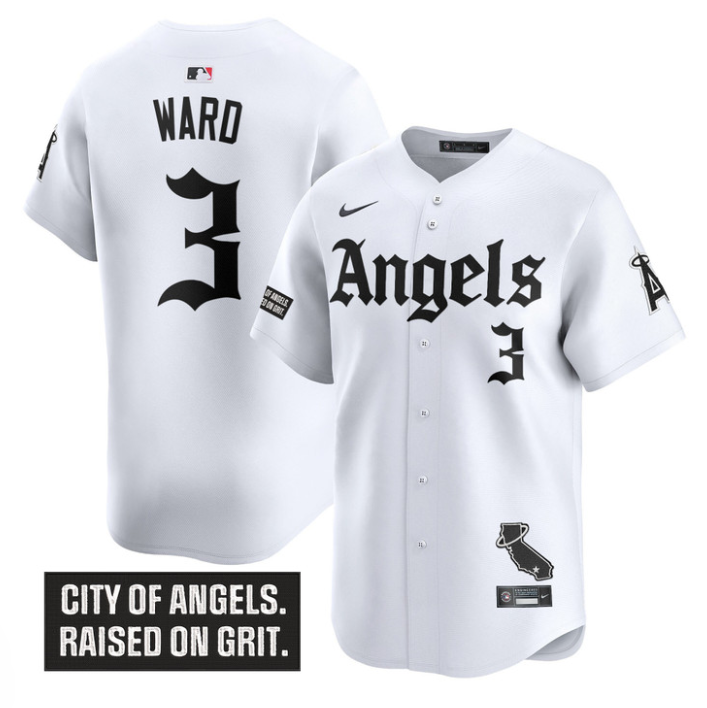 Taylor Ward Jersey #3 Los Angeles Angels Gothic Halo Edition Stitched White