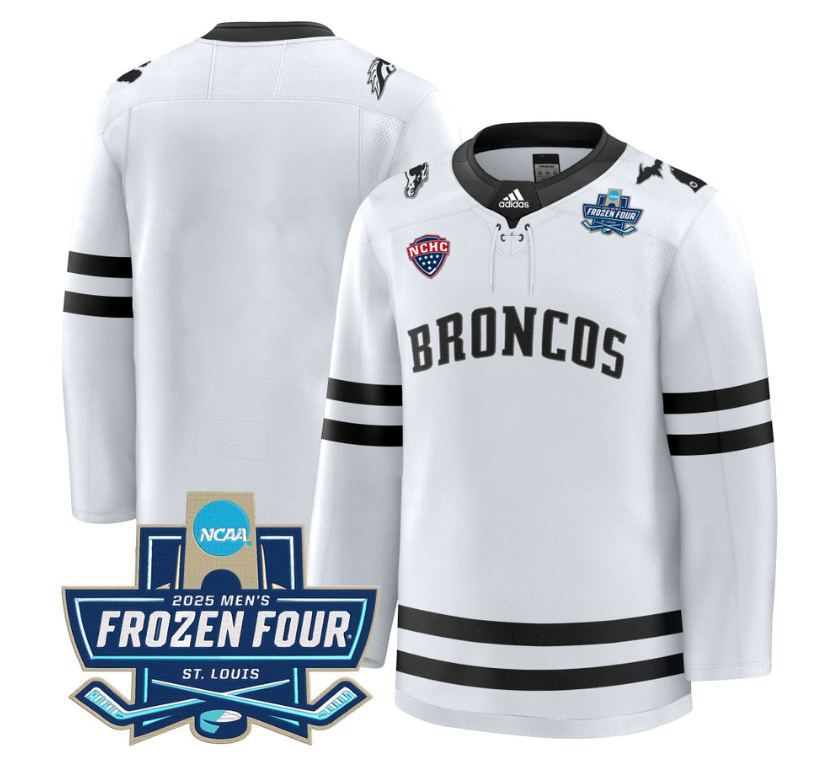 Team Jersey Blank Western Michigan Broncos 2025 Frozen Four Patch Premium Stitched White