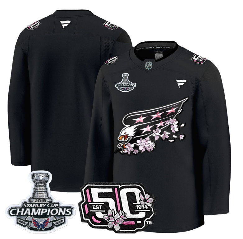 Team Jersey Washington Capitals 50th 2018 Stanley Cup Champions Patch Stitched Black