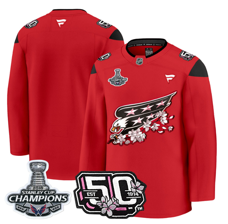 Team Jersey Washington Capitals 50th 2018 Stanley Cup Champions Patch Stitched Red