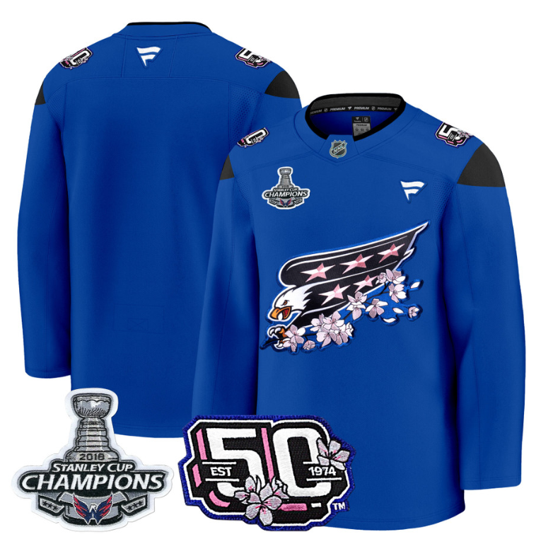 Team Jersey Washington Capitals 50th 2018 Stanley Cup Champions Patch Stitched Royal