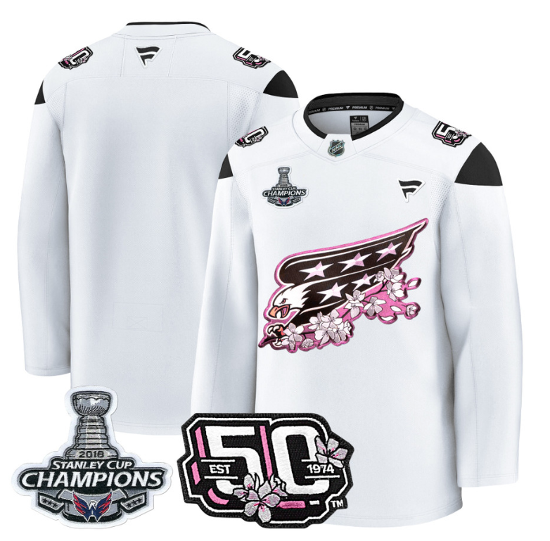 Team Jersey Washington Capitals 50th 2018 Stanley Cup Champions Patch Stitched White