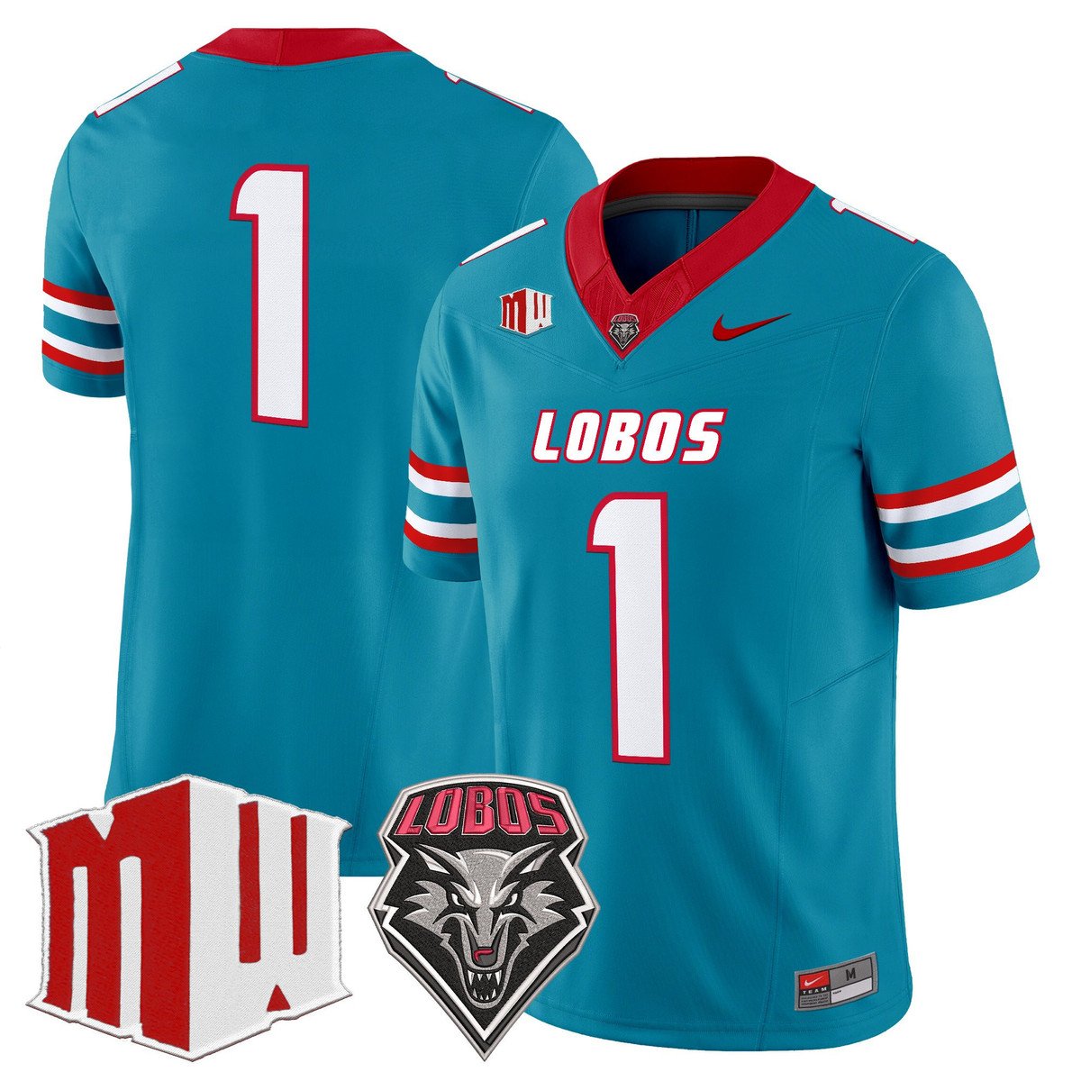Team Jersey #1 New Mexico Lobos 2025 Vapor Limited Stitched Turquoise