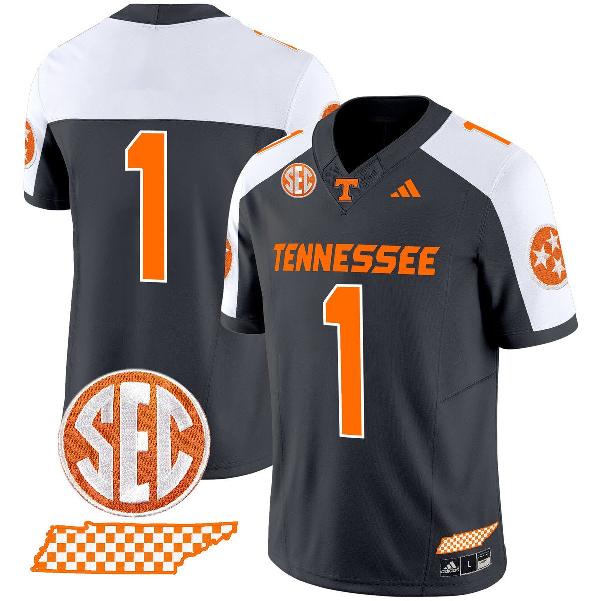 Team Jersey #1 Tennessee Vols Rebrand 2026 Checkerboard Stitched Grey Alter