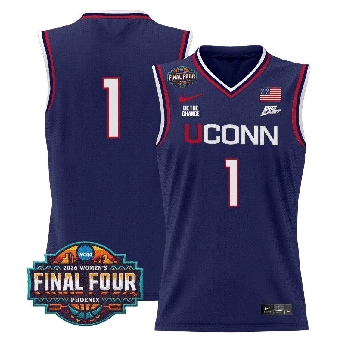 Team Jersey #1 UConn Huskies 2026 Final Four Basketball Stitched Navy