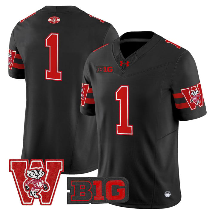 Team Jersey #1 Wisconsin Badgers Throwback Stitched Black