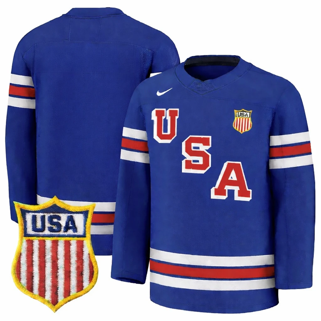 Team USA Winter Olympics 2026 Hockey Premium Jersey Blue Blank STITCHED
