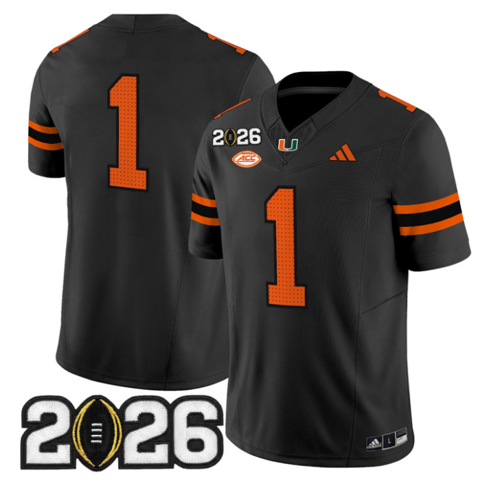 Team Jersey #1 Miami Hurricanes 2026 CFP Final Patch Limited Stitched Black