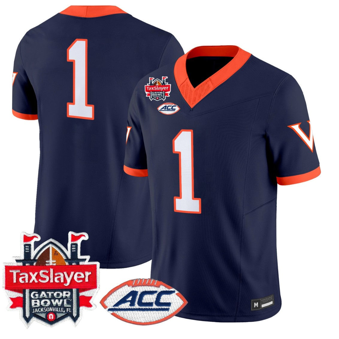Team Jersey #1 Virginia Cavaliers 1995 Throwbacks Gator Bowl Stitched
