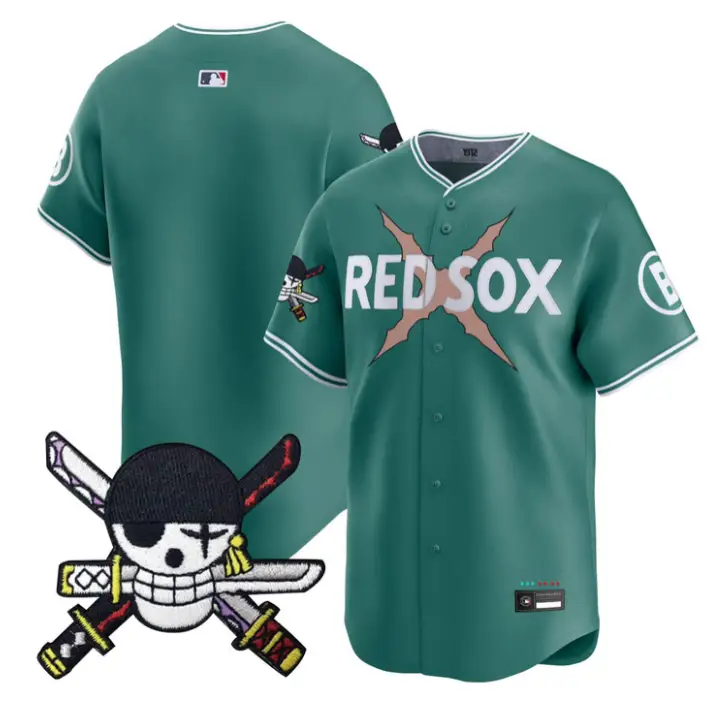 Team Jersey Blank Boston Red Sox One Piece Zoro Patch Stitched