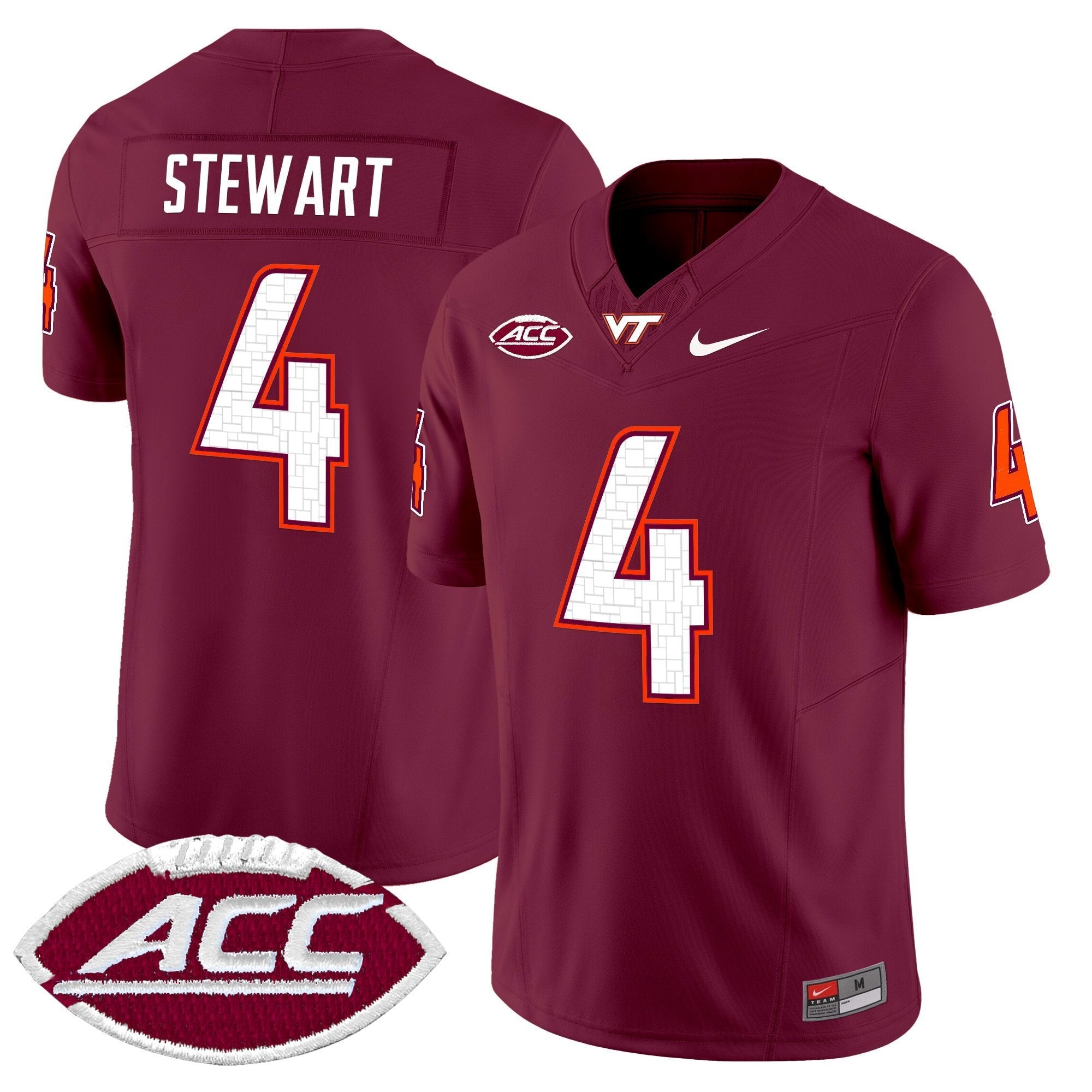 Terion Stewart Jersey #4 Virginia Tech Hokies 2025 Stitched Maroon