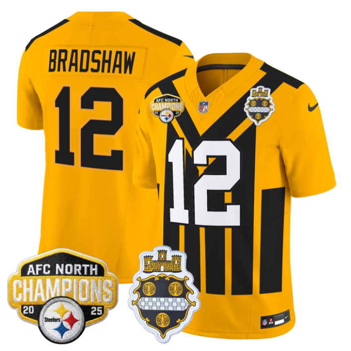 Terry Bradshaw Jersey #12 AFC North Division Champions 2025 Stitched 1933 Throwback
