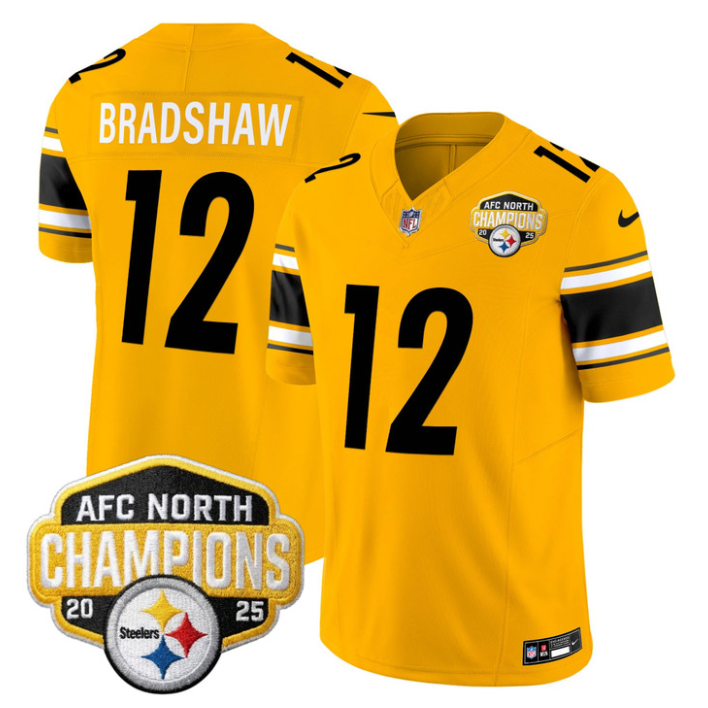 Terry Bradshaw Jersey #12 AFC North Division Champions 2025 Stitched Gold