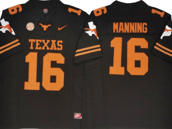 Texas Longhorns #16 Arch Manning Black Vapor F.U.S.E. Limited Jersey - Texas logo