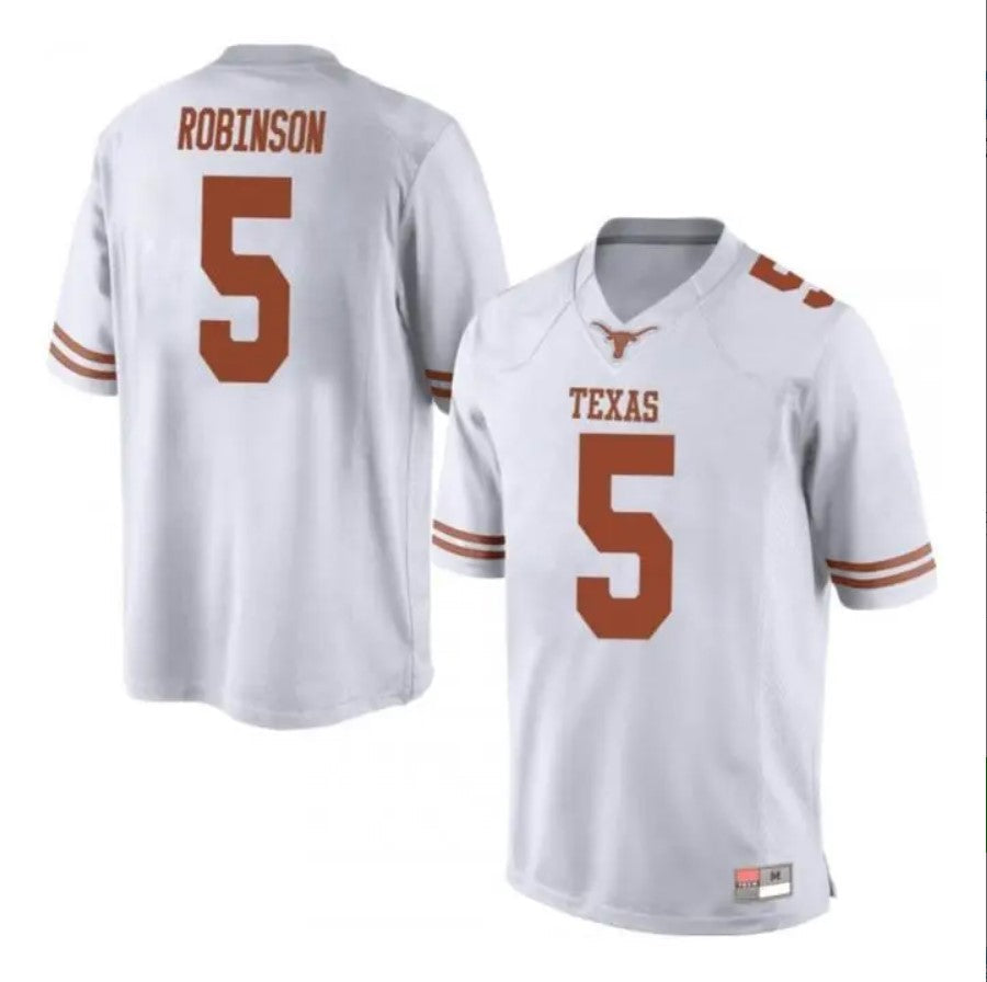 Texas Longhorns #5 Bijan Robinson NCAA Football Jersey White