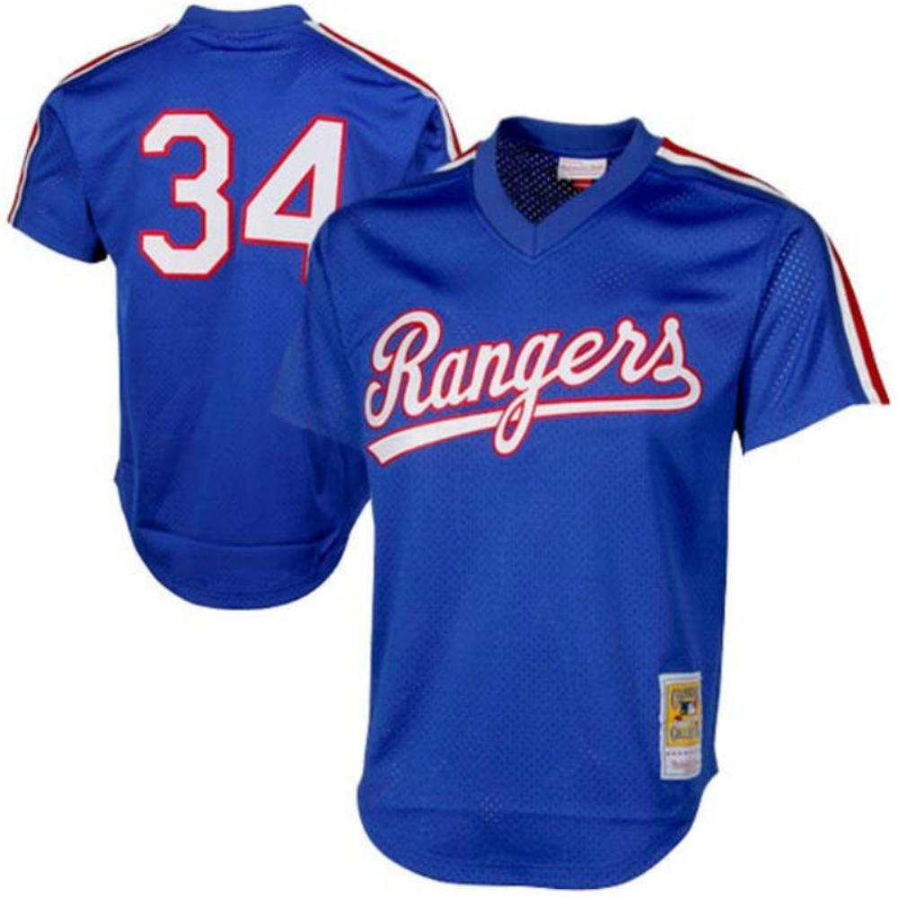 Texas Rangers Nolan Ryan Blue Throwback Mesh Pullover Jersey
