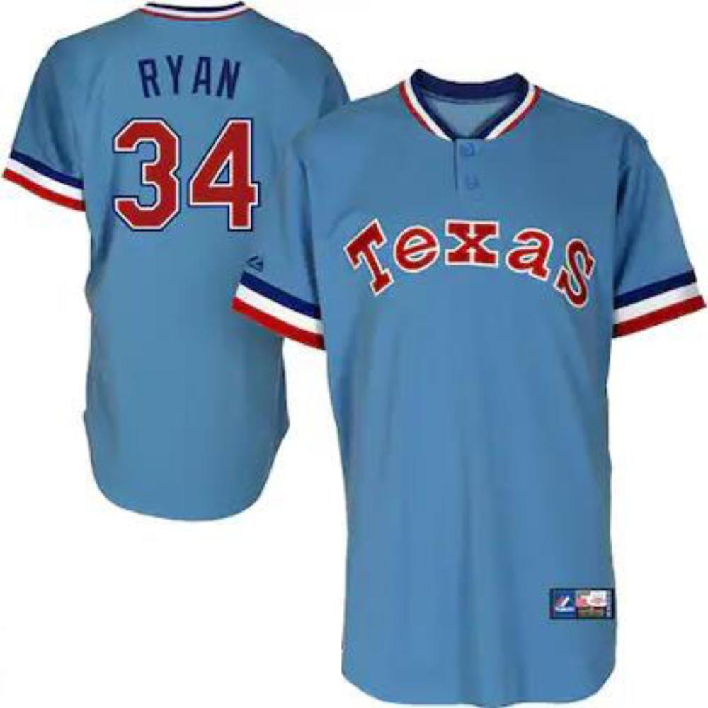Texas Rangers Nolan Ryan Light Blue Throwback Pullover Jersey