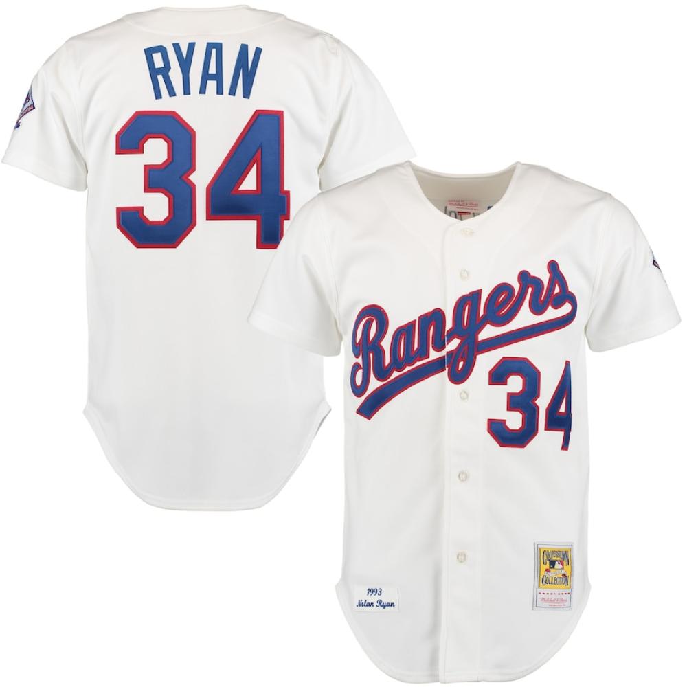 Texas Rangers Nolan Ryan White 1993 Throwback Jersey