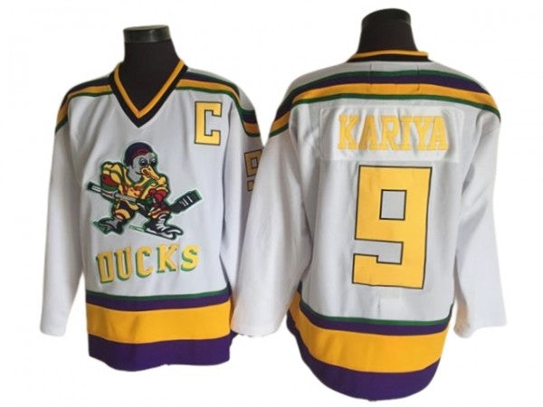 The Mighty Ducks #9 Paul Kariya White Hockey Movie Jersey (Copy)