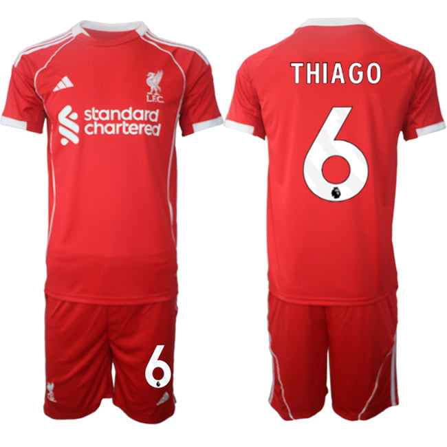 Thiago Jersey #6 Liverpool Red Home 2025 Soccer Suit