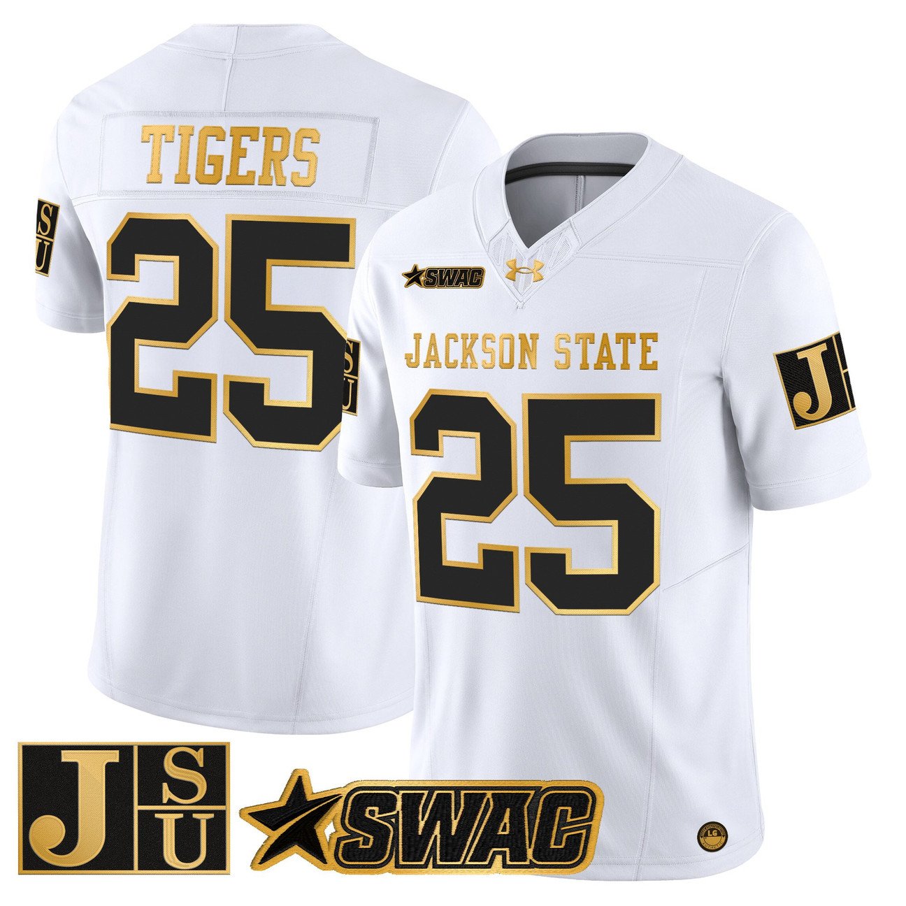 Tigers Jersey #25 Jackson State Tigers 2025 Gold Vapor Stitched