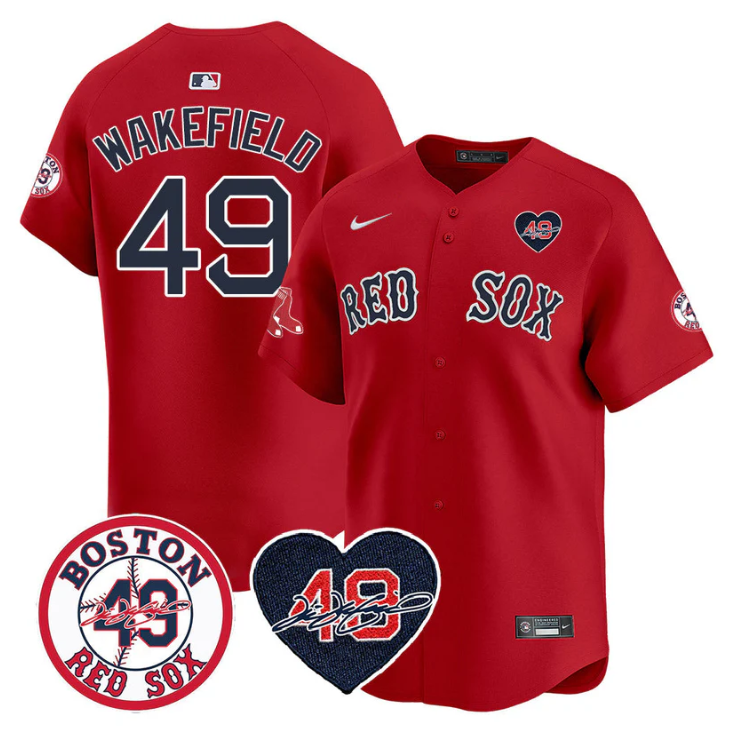 Tim Wakefield Jersey #49 Boston Red Sox Tim Wakefield Memorial Patch Stitched Red
