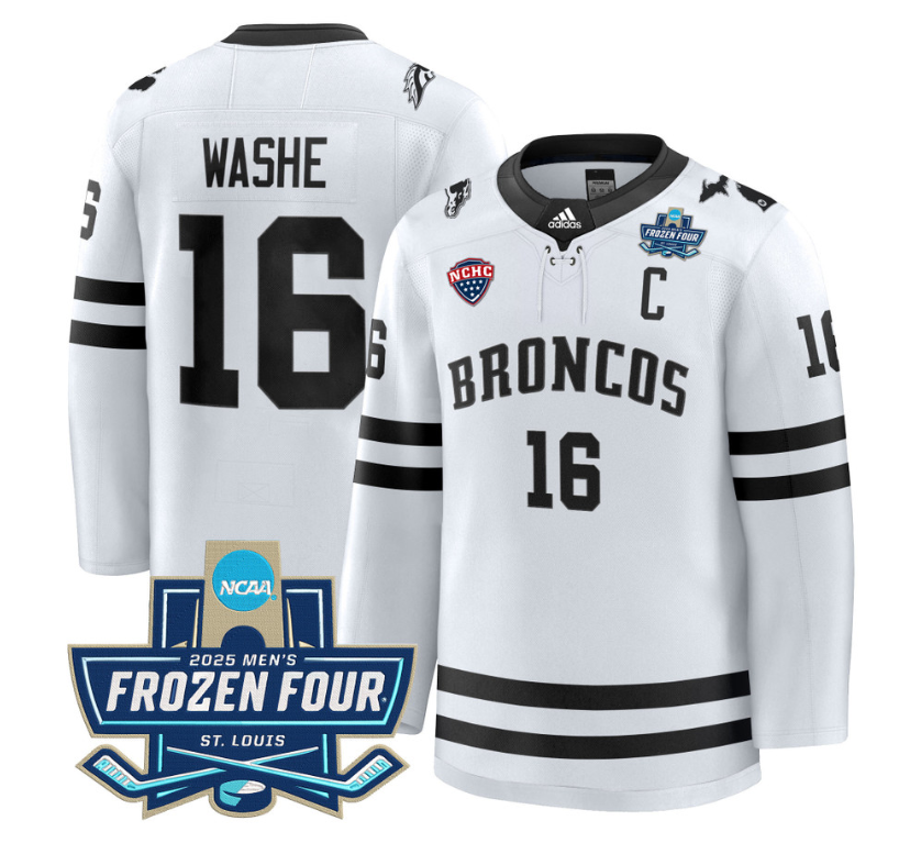 Tim Washe Jersey #16 Western Michigan Broncos 2025 Frozen Four Patch Stitched White