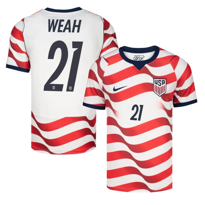 Timothy Weah Jersey #21 USMNT 2026 World Cup Match Stitched Stripes Soccer