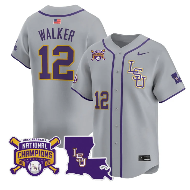 Todd Walker Jersey #12 LSU Tigers 2025 World Series Champions Stitched Stripes