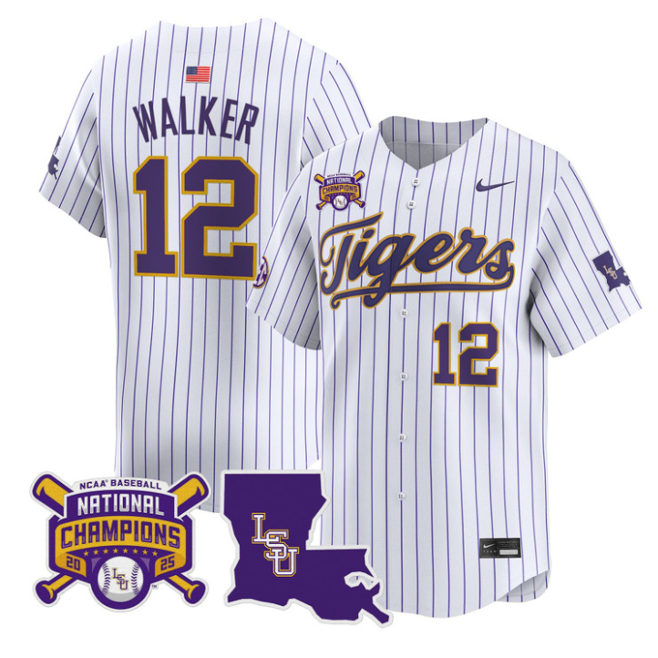 Todd Walker Jersey #12 LSU Tigers 2025 World Series Champions Stitched Stripes